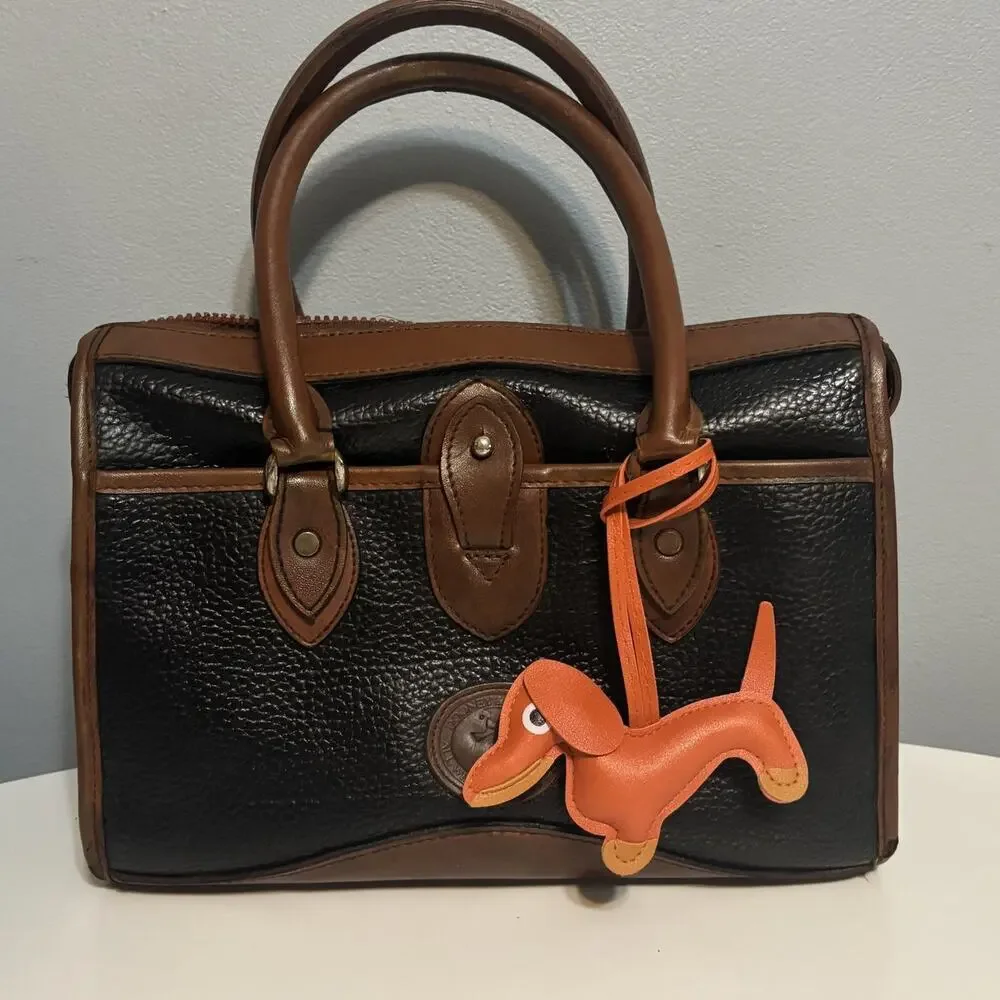 Dachshund Bag Charm Keychain Faux Leather Dog Mom Y2K Cottagecore Orange NWOT